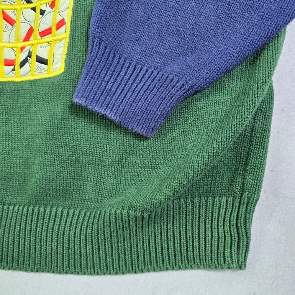 Vintage Clubfellow Golf Sweater Mens XLT Blue Green Hit The Driving Range Knit - Picture 2 of 9